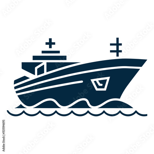 Cargo ship vector, and container ship vector silhouette logo design icon