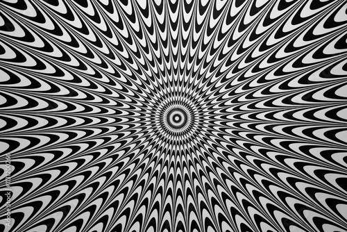 Obraz na płótnie Optical illusion horizontal background. Abstract curves, geometric effect. w salonie
