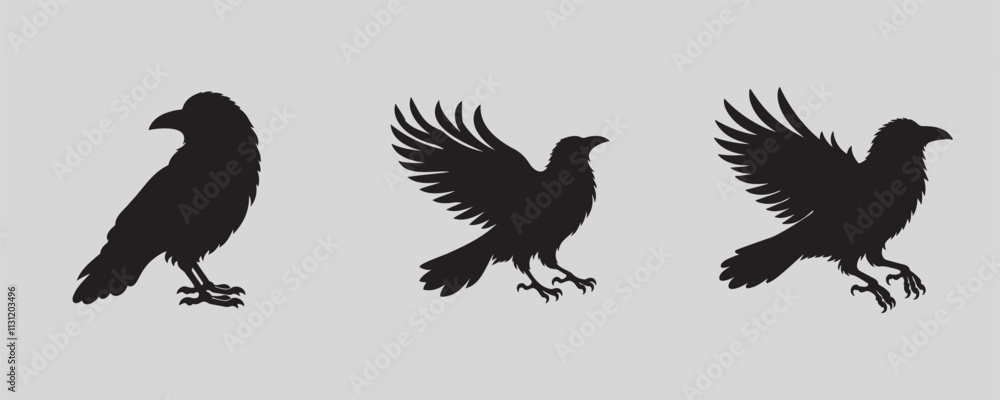 Obraz premium Crow silhouette bundle vector illustration