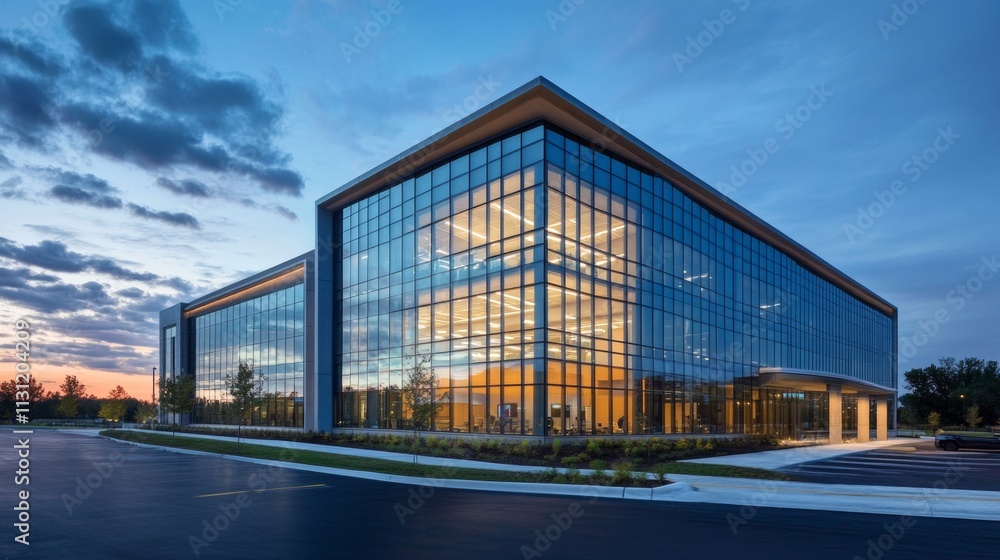 Obraz premium large office building on a sunset