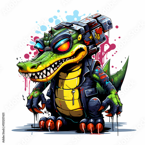 Cool Graffiti Style Gator in Sunglasses and Jacket photo