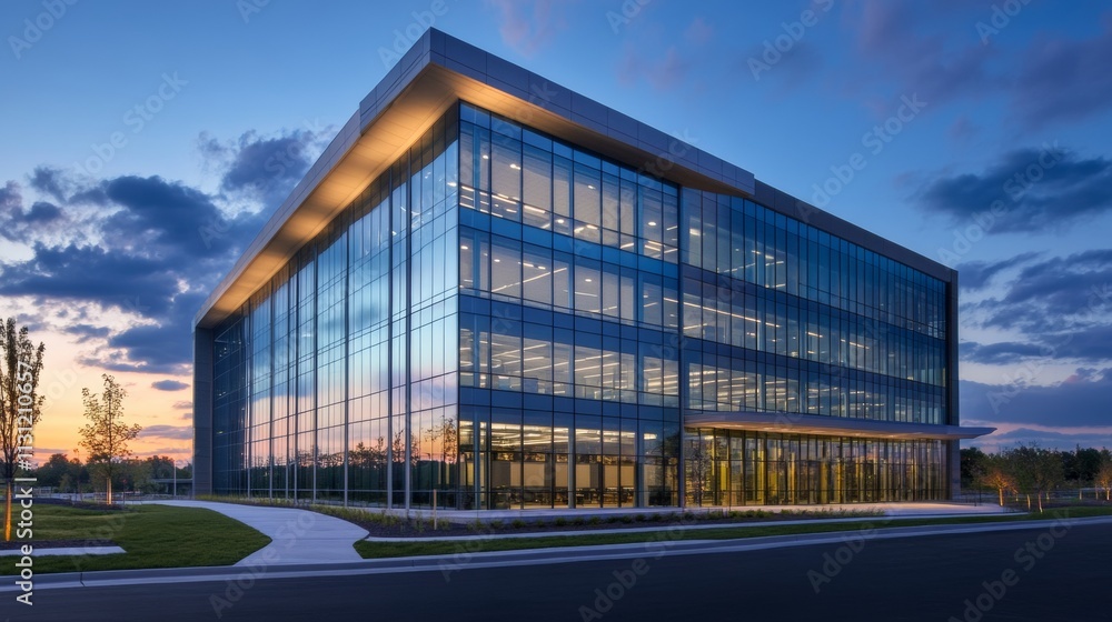 Obraz premium large office building on a sunset
