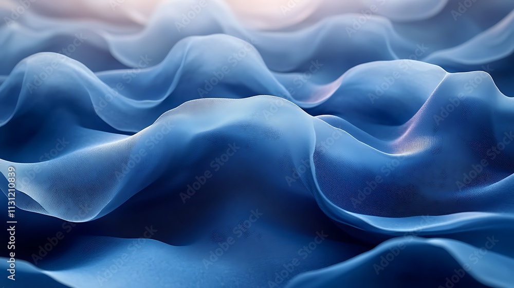 Obraz premium Gentle fluid waves in pastel blue and pink abstract patterns
