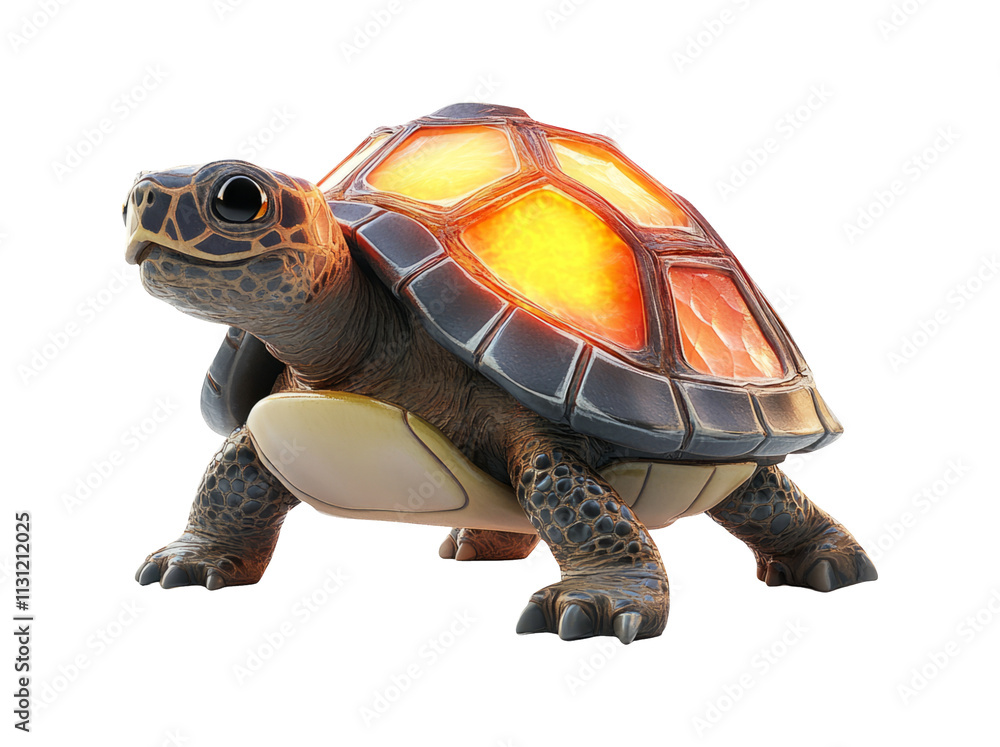 Fototapeta premium Realistic 3D Turtle with Light Shell on Transparent Background