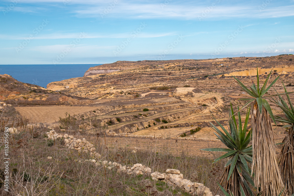 Gozo (Għawdex) Island landscape of the northern coast near Zebbug Malta
