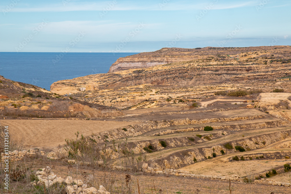 Gozo (Għawdex) Island landscape of the northern coast near Zebbug Malta