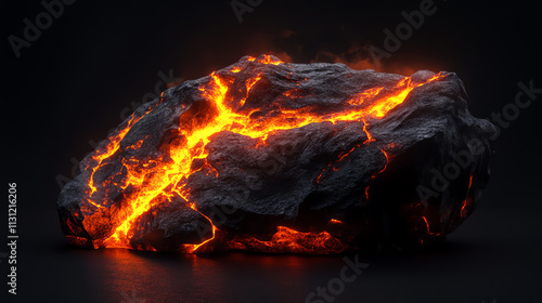 A glowing lava rock showcasing the beauty of volcanic activity and nature's power. photo