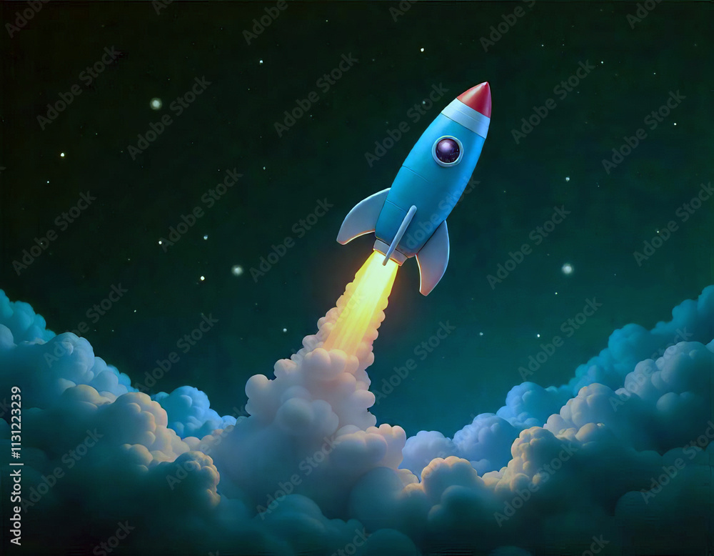 Fototapeta premium Nighttime Rocket Ignition