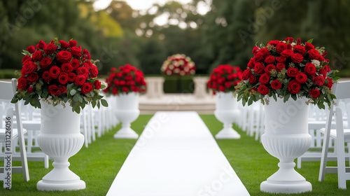 A wedding ceremony decor in the park