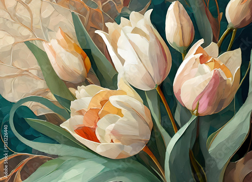 A Arte das Tulipas: Uma Pintura Inspiradora Feita por IA photo