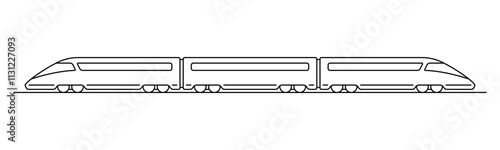 High-speed passenger train icon. Black outline linear silhouette. Editable strokes. Side view. Vector simple flat graphic illustration. Isolated object on white background. Isolate.