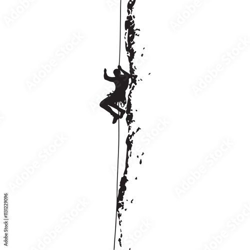 Mountaineer Climber Failing Silhouette Vector Illustration