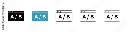 A B test icons pack in black and blue.