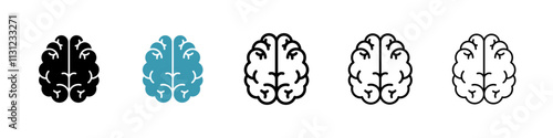 Brain icons pack in black and blue.