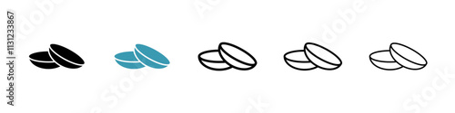contact lenses icons pack in black and blue.