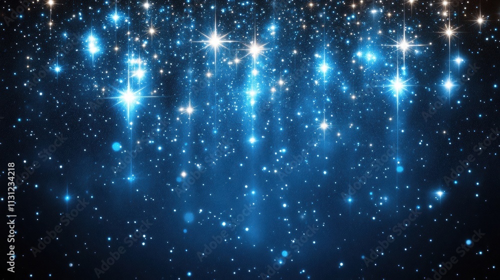 Obraz premium Sparkling Blue Starry Night Sky Background