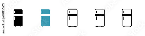 Fridge icons pack in black and blue.