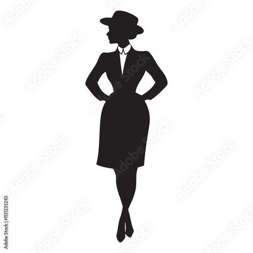 Businesswomen in 1920's Attire Silhouette Vector Illustration