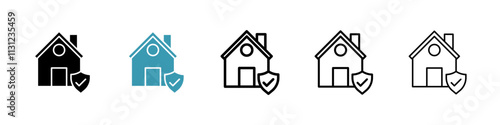 Home insurance icons pack in black and blue.