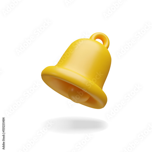 3d render bell reminder. Three-dimensional alarm icon vector illustration. Alert message notification. Notice of calls, new chat, newsletter, mail or social media message in application. Communication