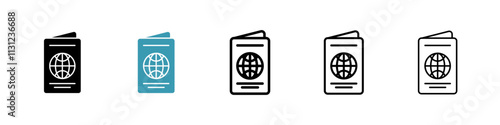 Passport icons pack in black and blue.