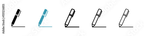 Pen Icons set in solid and thin line style