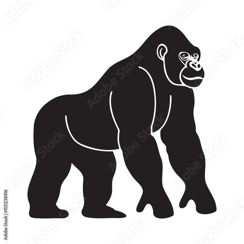 Gorilla Walking Silhouette Vector Illustration photo