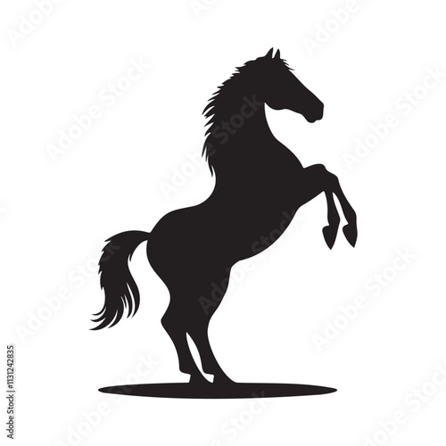 A Horse Standing on its Hind Legs Silhouette Vector Illustration