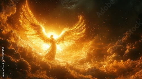 Fiery Angel Ascending: A Celestial Being of Embers and Light photo