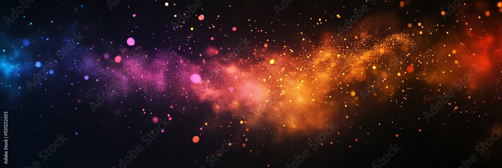 Fototapeta premium rainbow dust powder particles explosion, on black background for overlay