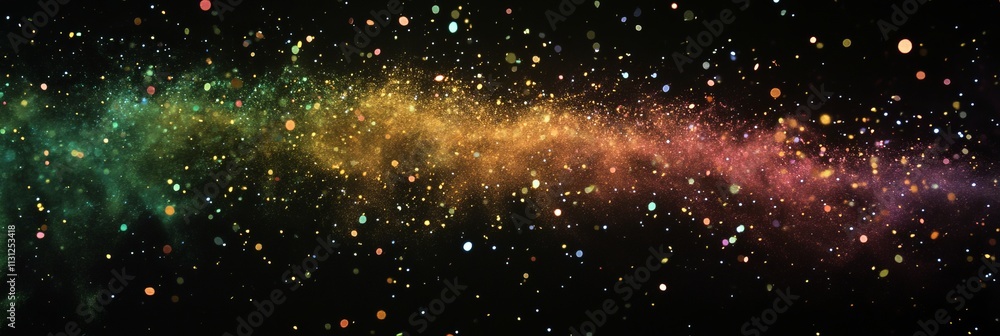 Fototapeta premium rainbow dust powder particles explosion, on black background for overlay