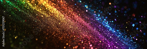 rainbow dust powder particles explosion, on black background for overlay