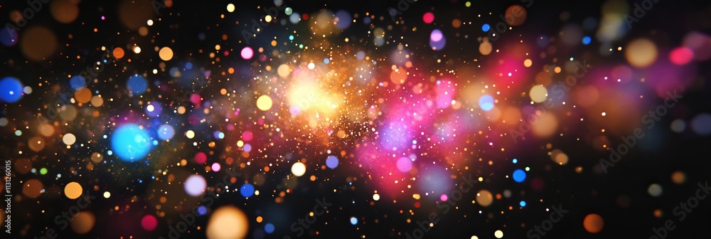 Fototapeta premium rainbow dust powder particles explosion, on black background for overlay