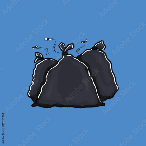Illustration of Garbage Bags Highlighting Pollution and Waste Management Concerns, Symbolizing Environmental Issues