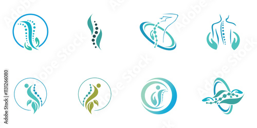 Massage logo design collection for back bone therapy with creative element Premium Vector