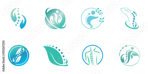 Massage logo design collection for back bone therapy with creative element Premium Vector