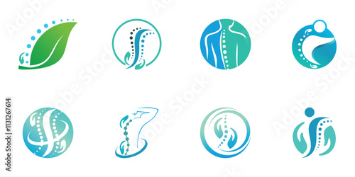 Massage logo design collection for back bone therapy with creative element Premium Vector