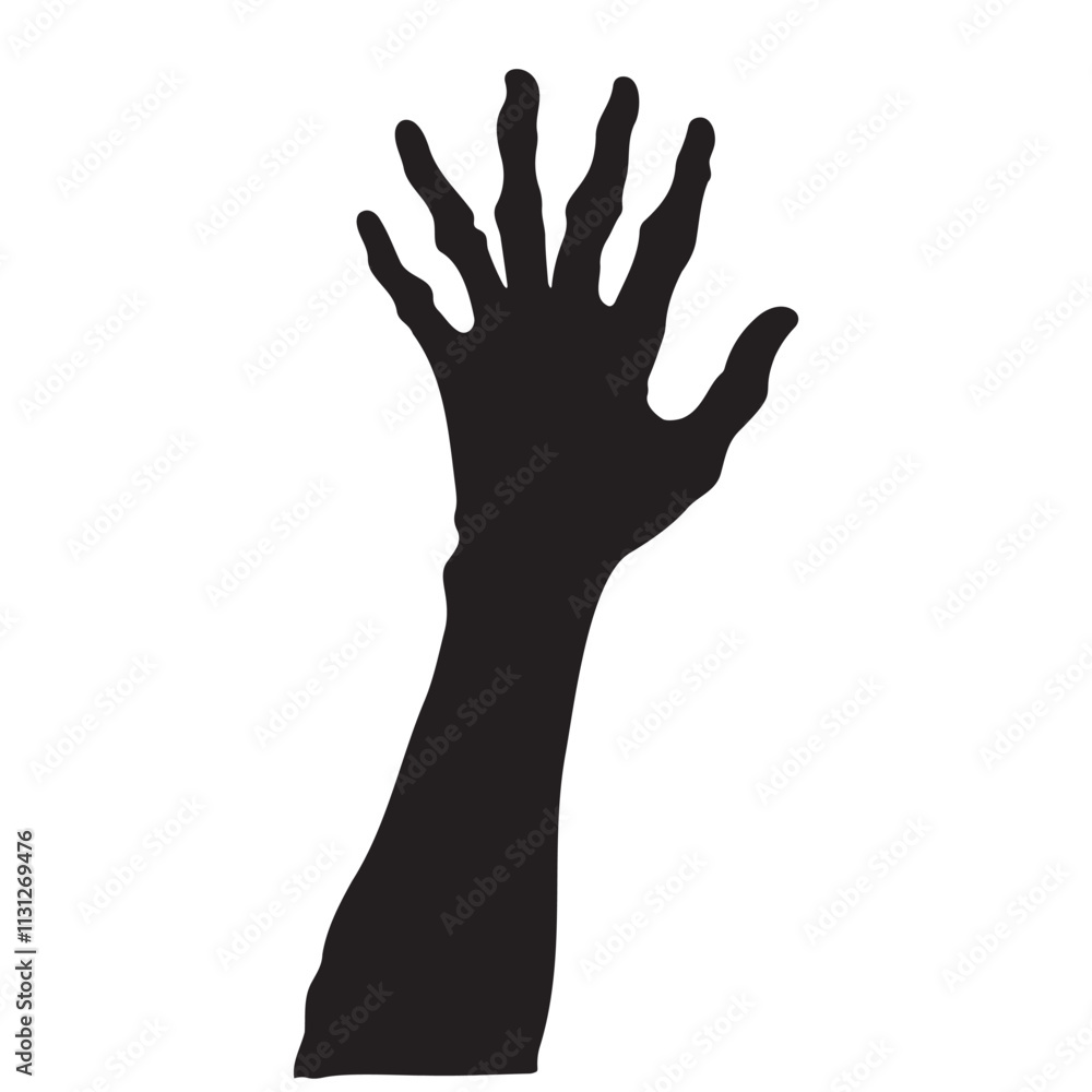 Obraz premium Six Fingure Zombie Hand Silhouette Vector Illustration