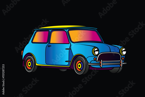 Racing retro car. Original vector illustration in vintage style.