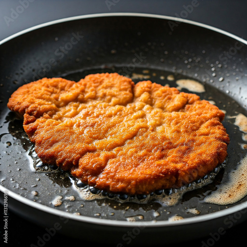 Chicken schnitzel cooking in a pan, chicken schnitzel, a plate of chicken schnitzel, viennese schnitzel, vegan food, tavuk şinitzel, vegan tabağı, candlestick and table