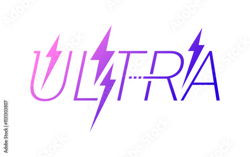 lightning symbol and ultra word. vector ultra logo