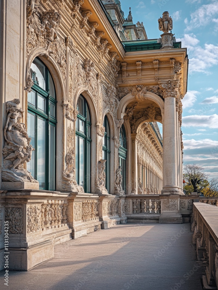 Naklejka premium Large building with statues