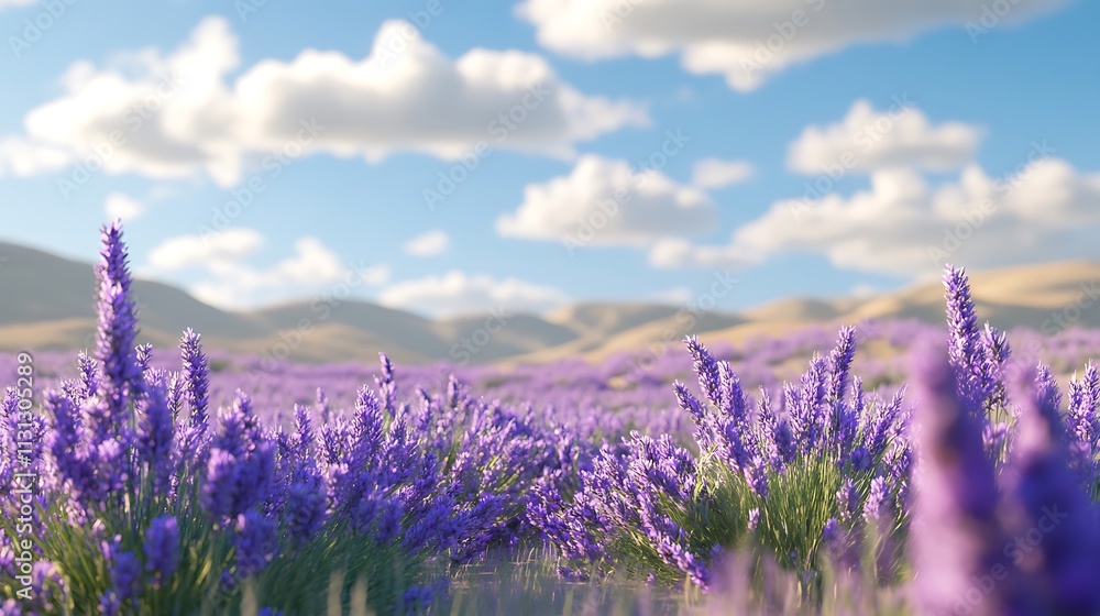 Obraz premium A soft, blurred lavender field with a clear, open sky 