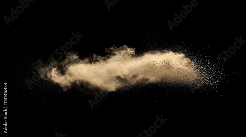 Colored dust explosion in freeze motion creating a dynamic cloud effect isolated on a dark background for artistic and commercial use photo