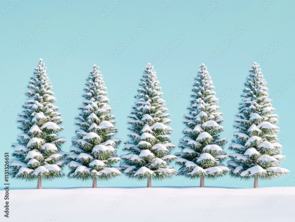 Obraz premium Holiday Cheer: Snow-Capped Evergreen Trees