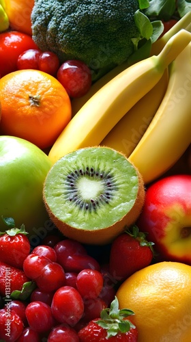  vibrant image of fresh fruits and vegetables being prepared for a morning smoothie, highlighting healthy choices and vitality 