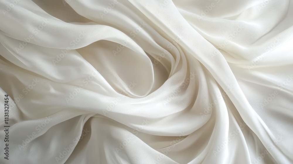 Fototapeta premium Elegant flowing white silk fabric background for design and textile applications showcasing softness and texture in a seamless manner.