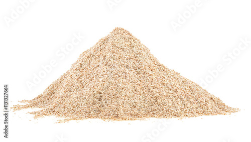 Pile of ground cardamom powder isolated on a white background. Cardamom spice.