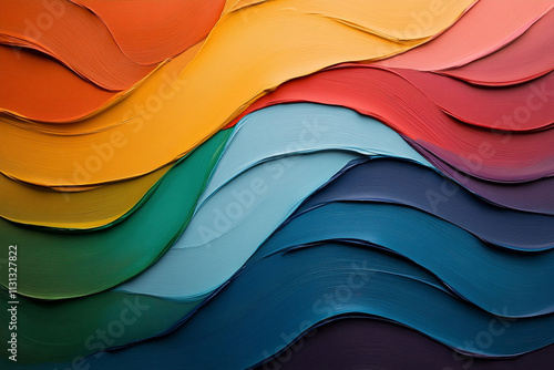 Colorful abstract layers of paint on a canvas surface