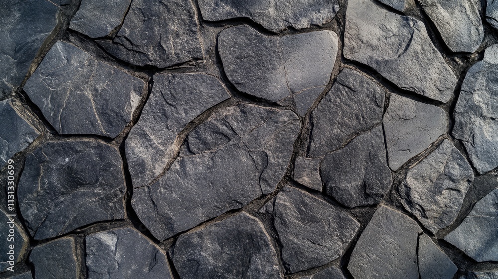 Fototapeta premium Textured stone surface with irregular rock formations showcasing natural gray tones and rugged appearance for design or background use.